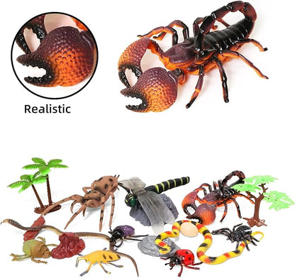Insect Figure Toys for Kids, Plastic Assorted Realistic Play Bug Figurines Set for Toddlers