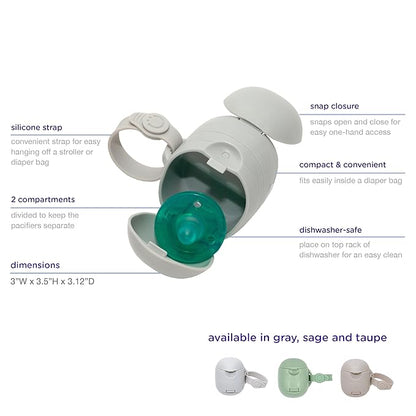 Ubbi On-The-Go Dual Pacifier Holder, Keep's Baby's Binkies Clean and Accessible