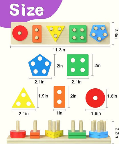 Montessori Toys for 1 2 Year Old Boy and Girl, Shape Sorter Wooden Toys for Toddlers 1-3 1-2, 1 2 Year