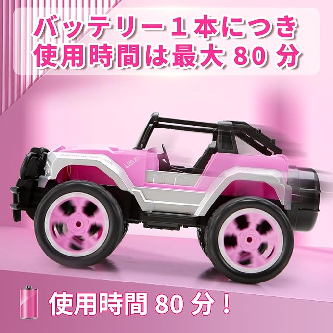 Carox Remote Control Car for Girls, 160 mins Pink RC Car with Doll and Sticker 1:16 Scale 4-12 Years
