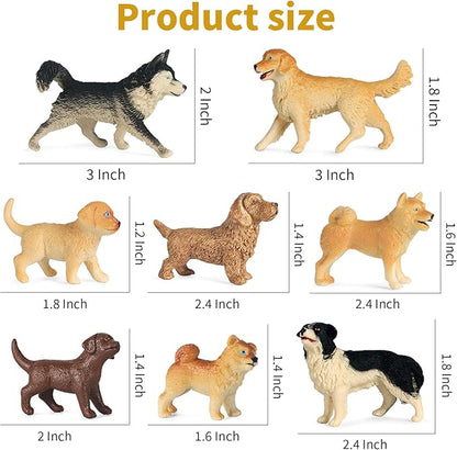 iftnotea 8PCS Small Dog Figurines for Kids Puppy Toy Figures