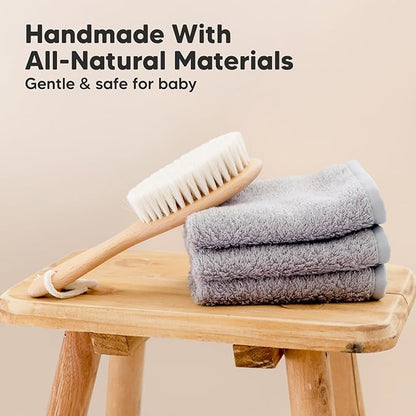 Baby Hair Brush - Baby Brush with Soft Goat Bristles, Cradle Cap Brush