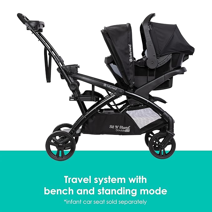 Baby Trend Sit N' Stand® Double 2.0 Stroller, Dash Black