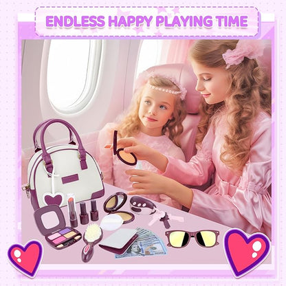 INNOCHEER Little Girls Purse, Kids Toy Purse with Pretend Makeup 2 3 4 5 6 7 8 Year