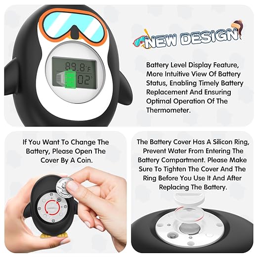 Bath Thermometer for Baby, Safety Pregnancy Bathtub Thermometer with Battery Power Display Feature, Floating Water Temperature Gauge, Auto On/Off Baby Shower Thermometer
