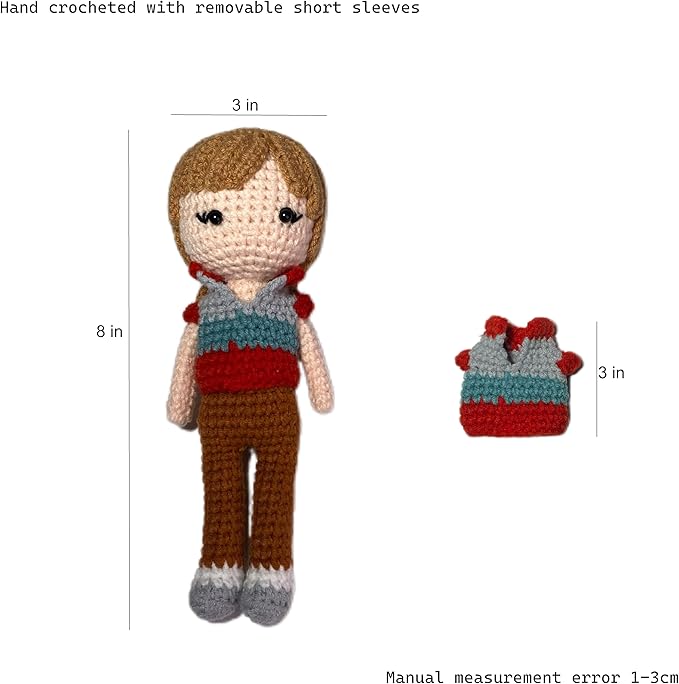 Music Lover Girls Style Handmade Crochet Knitted Doll, Cute Plush Toy for Music Lovers Fan Girls,8in