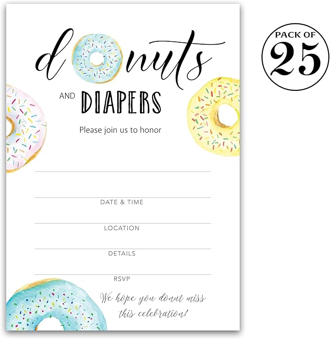 Donut and Diapers Sprinkle Invitation ??Pack of 25 I850-INV3