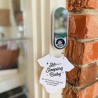 2pcs Acrylic Baby Sleeping Hanging Sign Plaque, Do Not Knock Or Ring The Bell
