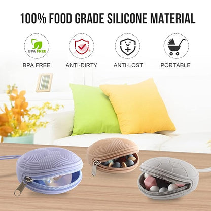 Smlpuame 4 Pack Pacifier Holder Case Set,2 Silicone Portable Pacifier Cover Pouch Bag for Diaper Bags Baby Carriage with 2 Transparent Pacifier Storage Container Box