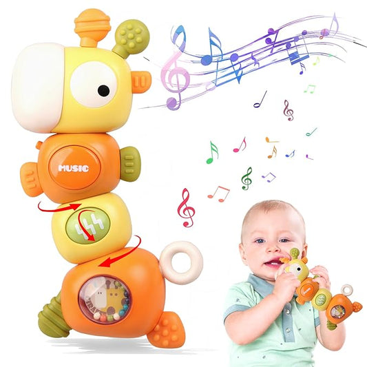 Montessori Baby Teething Sensory Toys, Newborn Rattle Toys 0 3 6 9 12 18 Months 6 to 12 Months 1 2 3 Years
