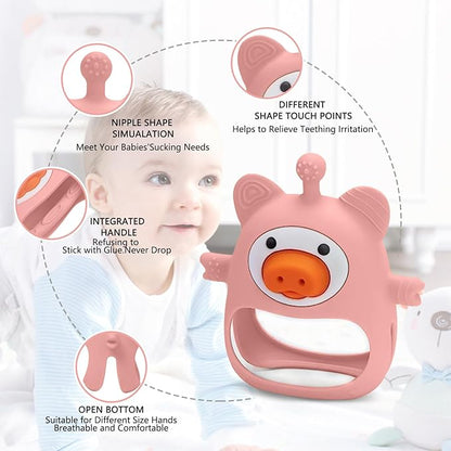 Baby Teething Toy for 0-6-12 Months,Food Grade Silicone Teething Mitten