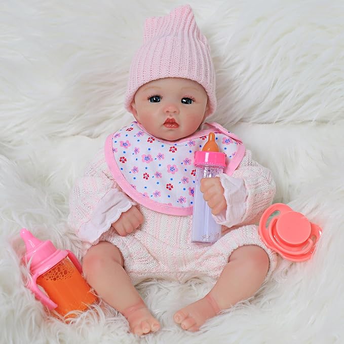 5 Pcs Baby Doll Accessories Doll Feeding Set | Disappearing Magic Milk & Juice Bottles, Pacifier 2 Bibs