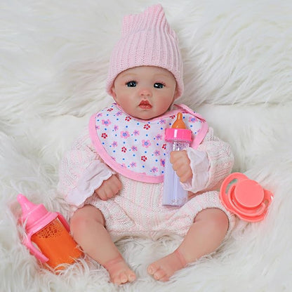 5 Pcs Baby Doll Accessories Doll Feeding Set | Disappearing Magic Milk & Juice Bottles, Pacifier 2 Bibs