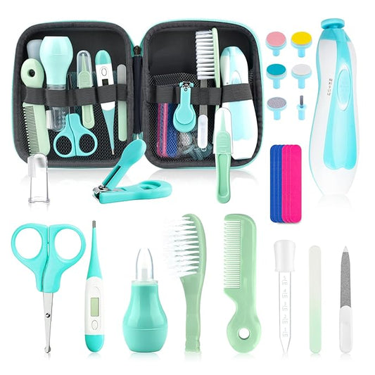 Baby Grooming Kit for Boys Girls Safety Newborn Nursery Essentials Grooming Set Gift for First-time Parents, Green 25 in 1