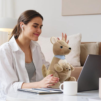Kangaroo Stuffed Animal Plush Doll - Mother Kangaroo with Removable Child Kangaroo Plushies, Adorable Plushie for Ages 3 and Up (Brown,10.23 inch)