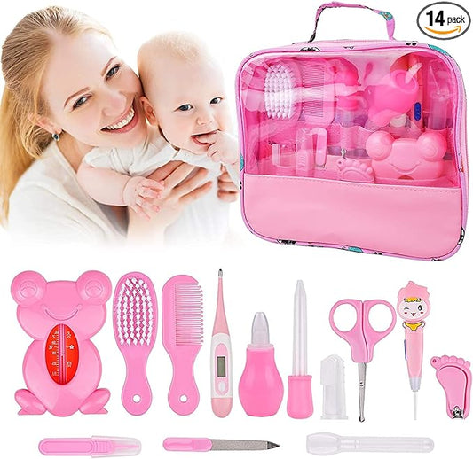 Baby Healthcare and Grooming Kit, 13 in 1 Newborn Nursery Health Care Set, Baby Grooming Kit for Boys & Girls, Portable Baby Healthcare Set with Comb, Nail Clipper, Brush, etc, Baby Shower Gifts