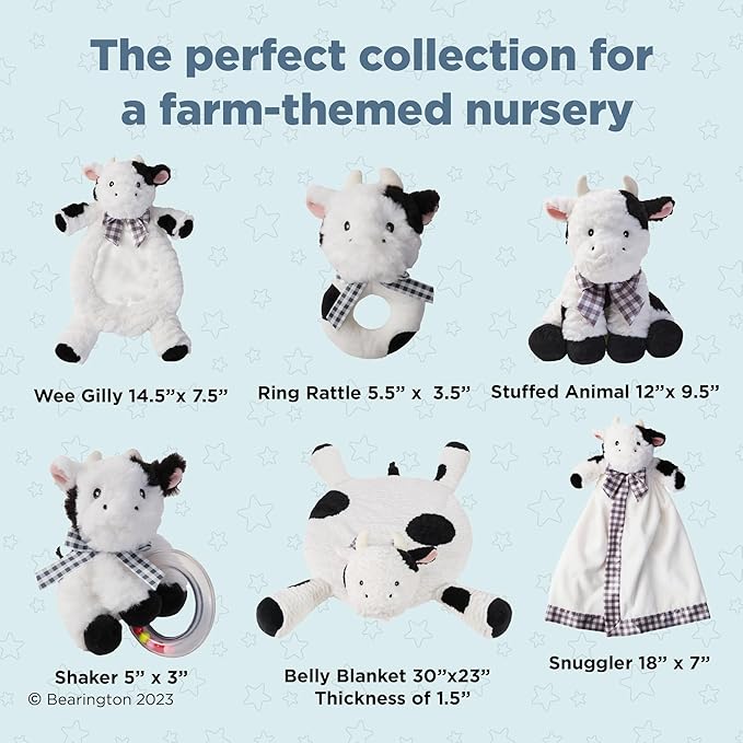 Bearington Lil' Gilly 13 Inch Cow Security Blanket for Babies - Cow Lovey