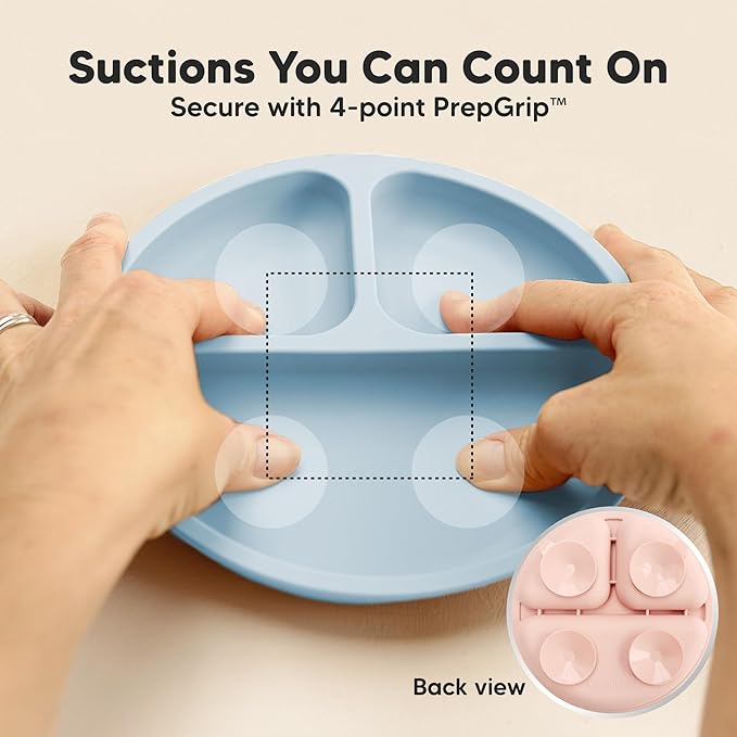 KeaBabies Suction Plates for Baby, Toddler - 3-Pack 100% Silicone Toddler Plates, Divided Baby Plates with Suction, Silicone Plates for Baby, Kids, BPA-Free, Microwave, Dishwasher Safe (Mellow)