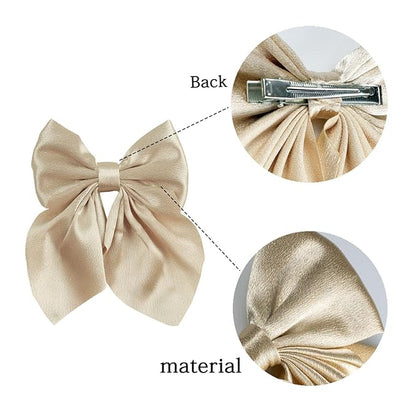 5 Inch Large Satin Hair Bows Alligator Hair Clips, Swallowtail 8Pcs for satin8pcs)
