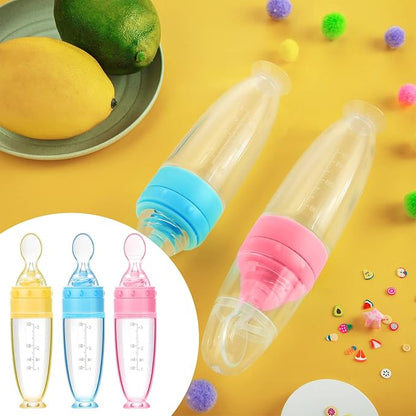 Tondiamo 3 Pieces Baby Food Feeder 3oz Silicone Baby Food Spoon Dispenser with Standing Base for Infant Dispensing and Feeding