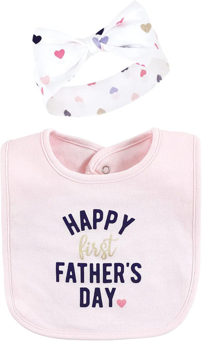 Hudson Baby Unisex BabyCotton Bib and Headband or Caps Set