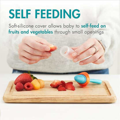 Boon Pulp Silicone Baby Fruit Feeder - Soft Silicone Baby Feeding Set 2 Count