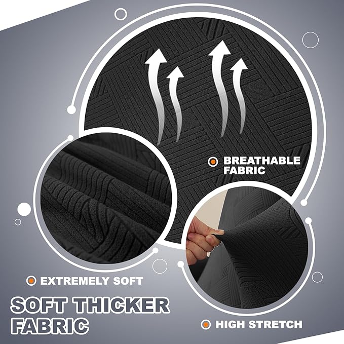 JIVINER Oversized Recliner Chair Covers, 3 Piece Slipcovers for Large Recliner Chair Soft Jacquard Reclining Chair Protector Slipcovers for Dogs,Cats (X-Large, Black)