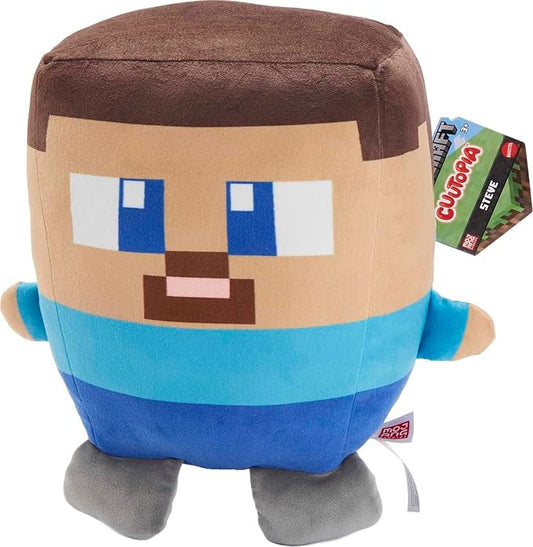 Mattel Minecraft Cuutopia 10-in Steve Plush Character, Soft Rounded Pillow Doll 3 Years