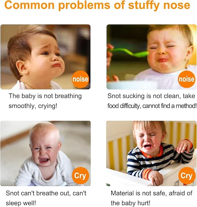 Baby Nasal Aspirator with 24 Filters, Mouth Suction Nasal Congestion Relief for Toddlers 2 Silicone