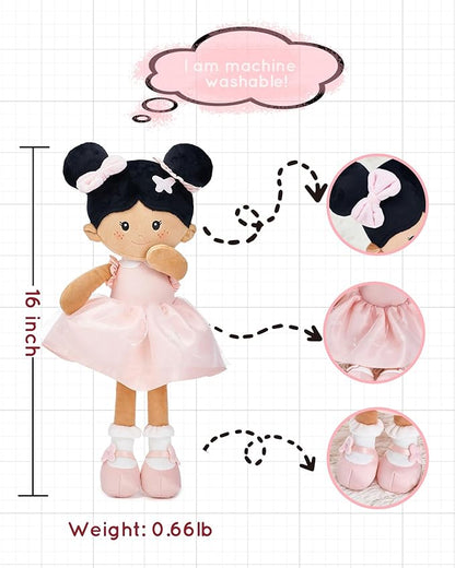 Soft Black Baby Doll for Toddlers 1-3 (16''), African American Baby Doll Girl for Birthday Gift