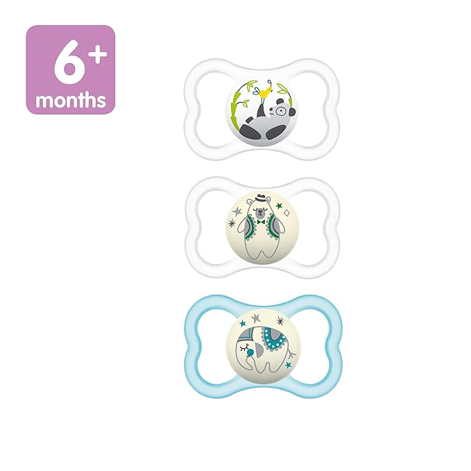 MAM Air Night & Day Baby Pacifier, For Sensitive Skin 3 Pack, 6-16 Months, Unisex,3 Count 1)