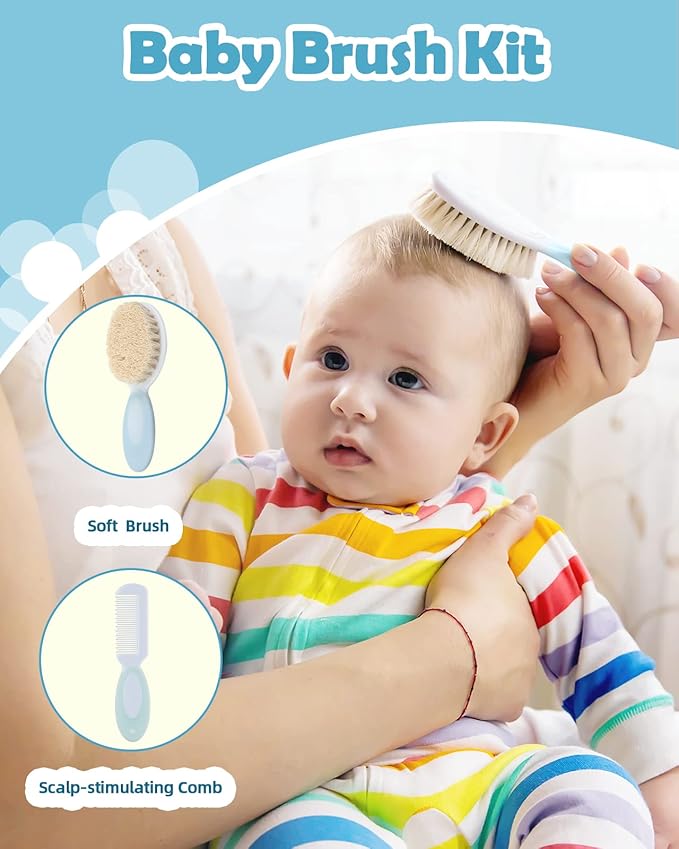 Lictin Baby Grooming Kit 15PCS Baby Health Care Set Portable Baby Travel Kit, Safety Cutter Baby Nail Kit for Nursing Baby Girl Boys Heath and Grooming (Blue)