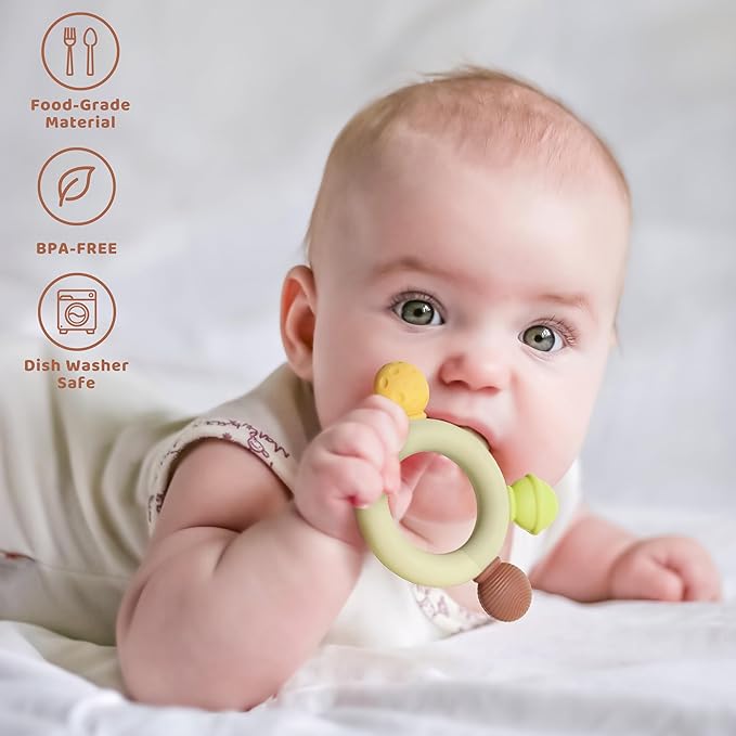 Baby Teething Toys for 0-6 Months, BPA Free Silicone Teethers 6 to 12 Months 2 Pack