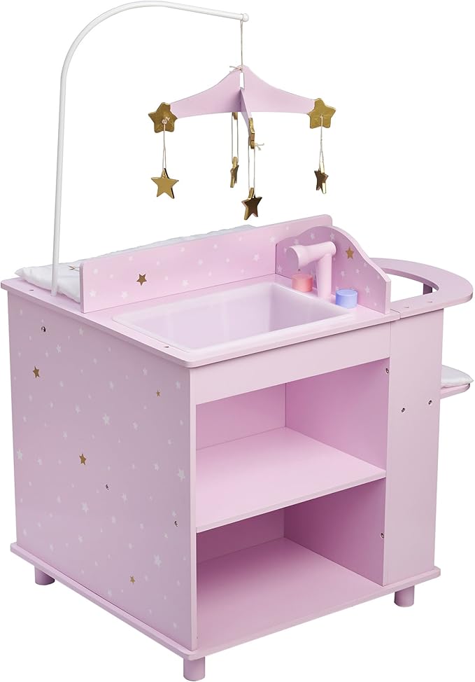 Olivia's Little World Baby Doll Changing Station with Built-in Baby Doll High Chair, Closet 18 Inch