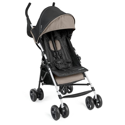 Summer by Ingenuity 3D Mini Convenience Stroller – Lightweight Stroller with Compact Fold, Multi-Position Recline, Canopy with Pop Out Sun Visor – Umbrella Stroller for Travel and More, Cashew Tan