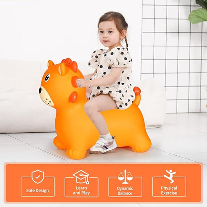INPANY Kids Bouncy Lion Hopper Toys for 2 Year Old Boy, Toddlers Inflatable Animal Hopping Horse 3 4