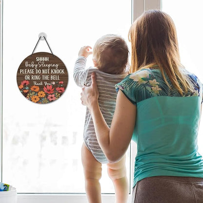 Putuo Decor Shh Baby Sleeping Door Sign for Front Door