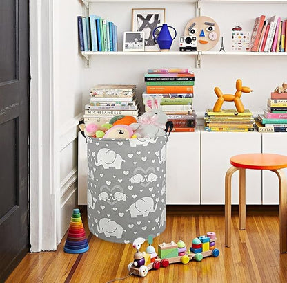 Round Elephant Pattern Laundry Hamper Storage Basket Organizer Hamper Storage