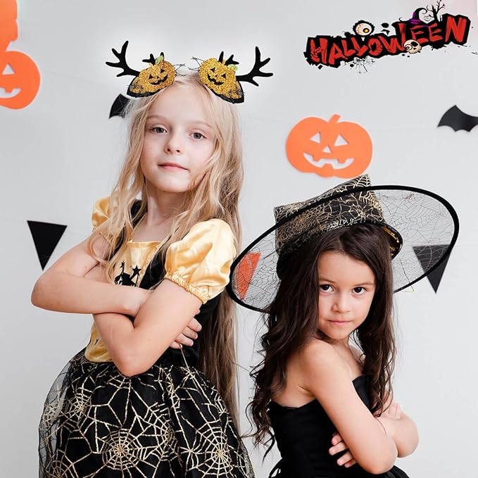 Baby Girls' Hair Accessories: Bat Bows, Pumpkin Hair Clips 4pcs