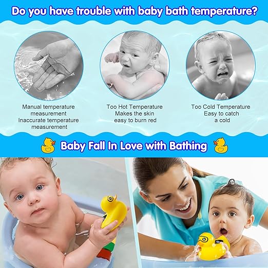 Baby Thermometer, Baby Bath Thermometer Upgrade LED Digital Bathtub Water Temperature Auto ON/Off Bathroom Safety Thermometer Yellow Duck Floating Toy for Infants