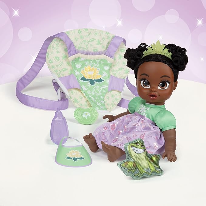 Disney Princess Tiana Baby Doll Deluxe with Tiara, Carrier