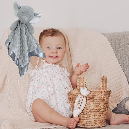 Elephant Baby Security Blanket Loveys for Babies Boys Girls, 15" Soft Baby Lovey Unisex Lovie
