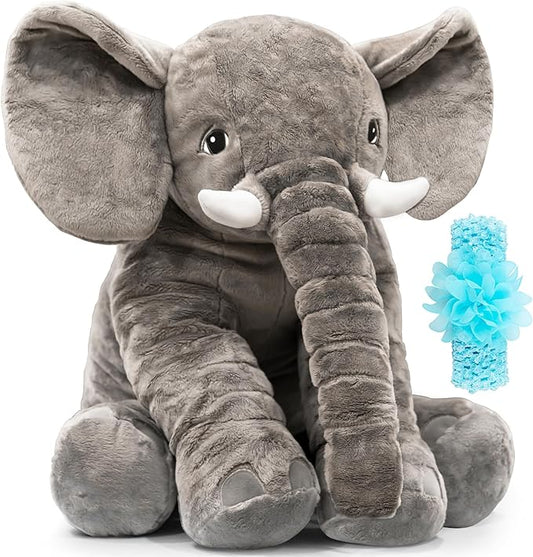 Homily Stuffed Elephant Plush Animal Toy 24 INCH（Blue）