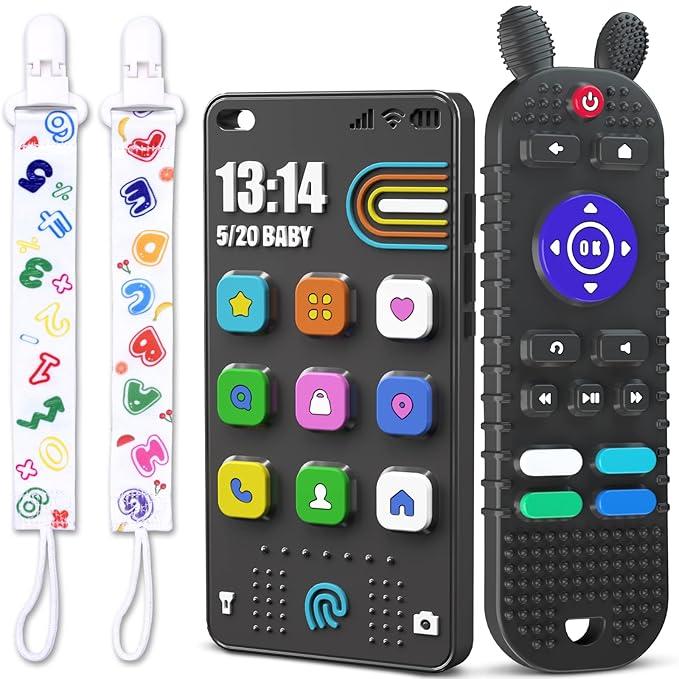 TV Remote Control Shape Baby Teething Toys and Phone Shape 6-12 Months,