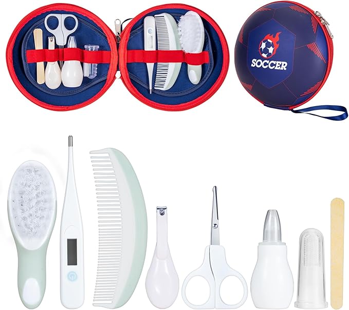 Little Angel Baby Healthcare and Grooming Kit, Safety Newborn Nursery Care Set, with Hair Brush Comb, Nail Clipper, Nasal Aspirator for Newborn Infant Baby Girls Boys