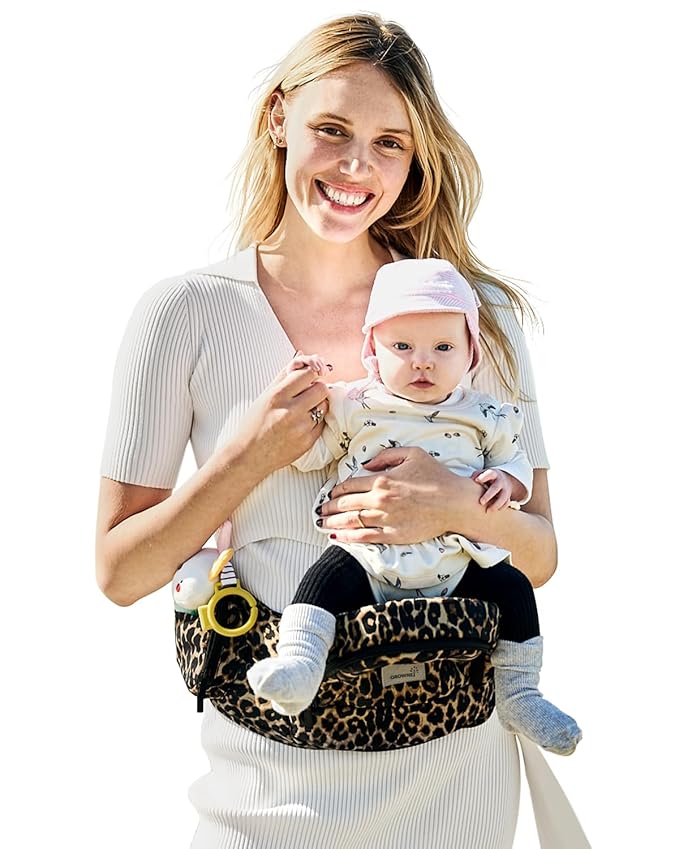 GROWNSY Baby Hip Carrier with Seat, Supportive Hip Side Seat Carrier for Baby Child Toddler(8-50lbs), Large Capacity Pockets, Adjustable Waistband, Leopard