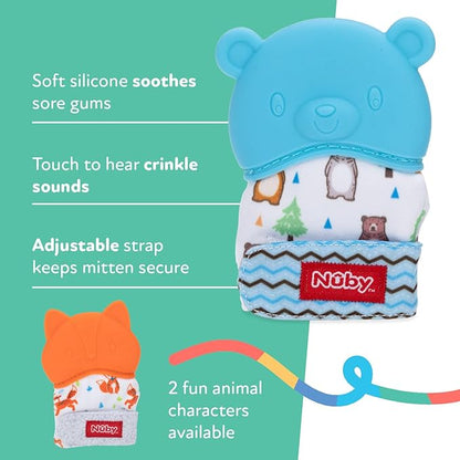Nuby Happy Hands Silicone Teething Mitten - Baby Teething Toy 3+ Months