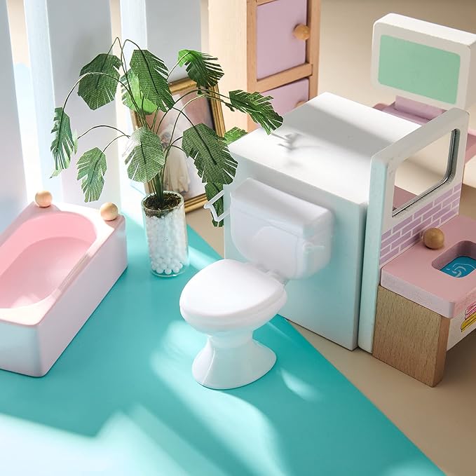 2 Pieces Mini Toilet Seat Toy Doll House Furniture Miniature