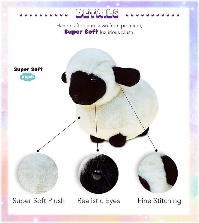 DolliBu Valais Blacknose Sheep Super Soft Stuffed Animal, Cute Realistic Stuffed Animals for Girls. Boys and Adults Animal Gifts 8.5 Inch