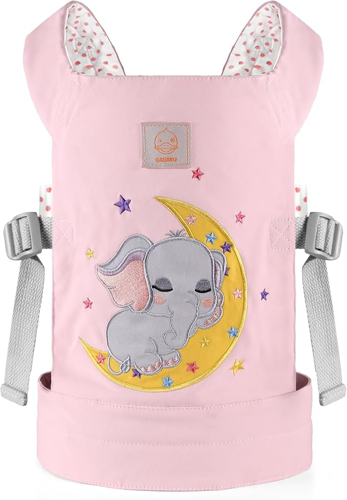 GAGAKU Baby Doll Carrier Kids Toy Baby Carrier Dolls Toy Baby Doll Sling Reborn Baby Doll Carrier with Adjustable Straps for Stuffed Animal Doll Accessories - Pink